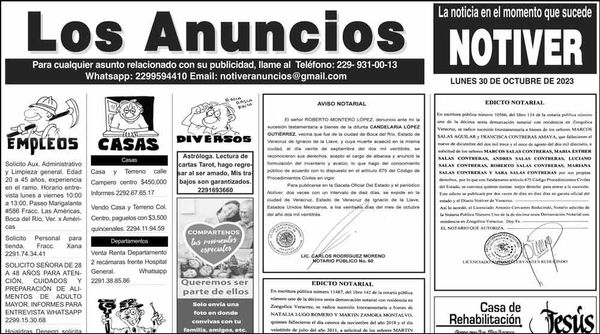 ...LOS ANUNCIOS, AVISOS Y DEMÁS! - LUNES, 30 DE OCTUBRE 2023