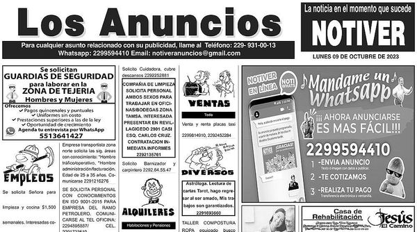 ...LOS ANUNCIOS, AVISOS Y DEMÁS! - LUNES, 9 DE OCTUBRE 2023