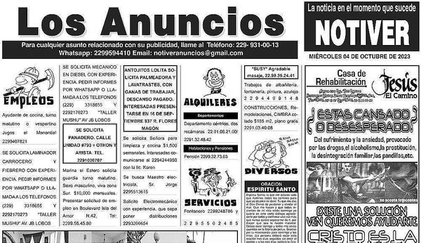 ...LOS ANUNCIOS, AVISOS Y DEMÁS! - MIÉRCOLES, 4 DE OCTUBRE 2023