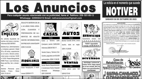 ...LOS ANUNCIOS, AVISOS Y DEMÁS! - SÁBADO, 28 DE OCTUBRE 2023