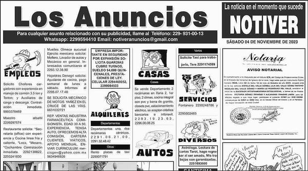 ...LOS ANUNCIOS, AVISOS Y DEMÁS! - SÁBADO, 4 DE NOVIEMBRE 2023