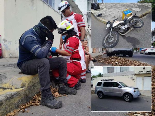 ¡SE LE ATRAVIESA CAMIONETA Y SE LESIONA MOTOCICLISTA!