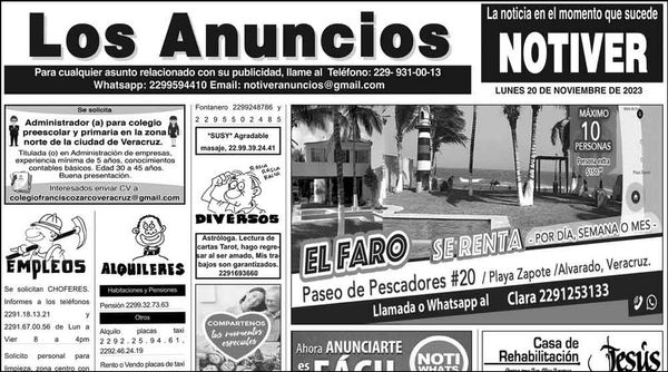 ...LOS ANUNCIOS, AVISOS Y DEMÁS! - LUNES, 20 DE NOVIEMBRE 2023