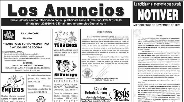 ...LOS ANUNCIOS, AVISOS Y DEMÁS! - MIÉRCOLES, 8 DE NOVIEMBRE 2023