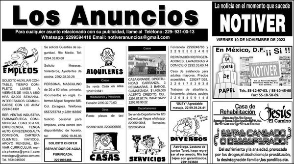 ...LOS ANUNCIOS, AVISOS Y DEMÁS! - VIERNES, 10 DE NOVIEMBRE 2023