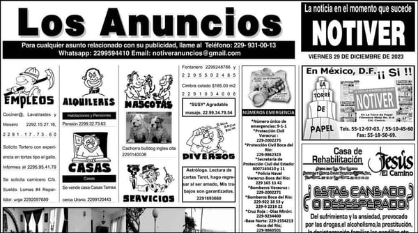 ...LOS ANUNCIOS, AVISOS Y DEMÁS! - VIERNES, 29 DE DICIEMBRE 2023