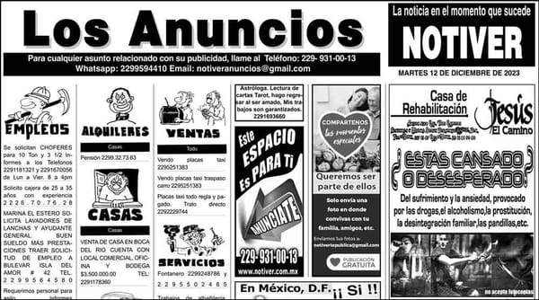 ...LOS ANUNCIOS, AVISOS Y DEMÁS! - MARTES, 12 DE DICIEMBRE 2023