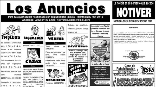 ...LOS ANUNCIOS, AVISOS Y DEMÁS! - MIÉRCOLES, 13 DE DICIEMBRE 2023