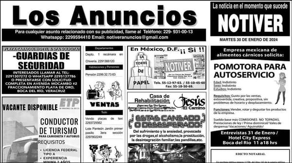 ...LOS ANUNCIOS, AVISOS Y DEMÁS! - MARTES, 30 DE ENERO 2024