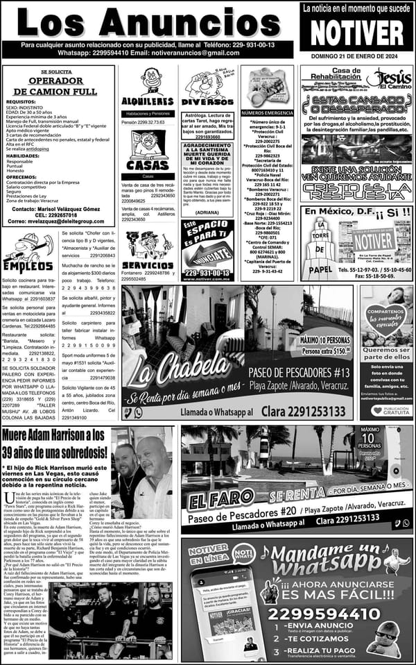 ...LOS ANUNCIOS, AVISOS Y DEMÁS! - DOMINGO, 21 DE ENERO 2024