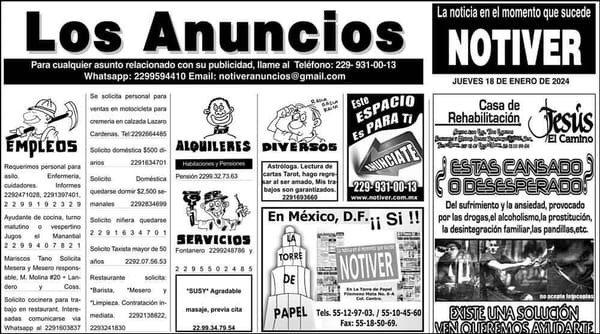 ...LOS ANUNCIOS, AVISOS Y DEMÁS! - JUEVES, 18 DE ENERO 2024