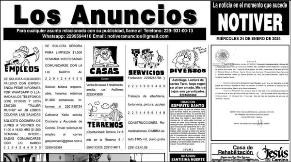 ...LOS ANUNCIOS, AVISOS Y DEMÁS! - MIÉRCOLES, 24 DE ENERO 2024