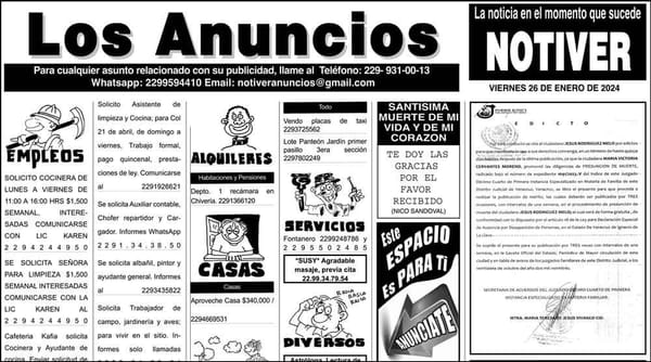 ...LOS ANUNCIOS, AVISOS Y DEMÁS! - VIERNES, 26 DE ENERO 2024