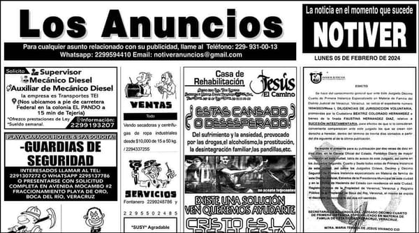 ...LOS ANUNCIOS, AVISOS Y DEMÁS! - LUNES, 5 DE FEBRERO 2024