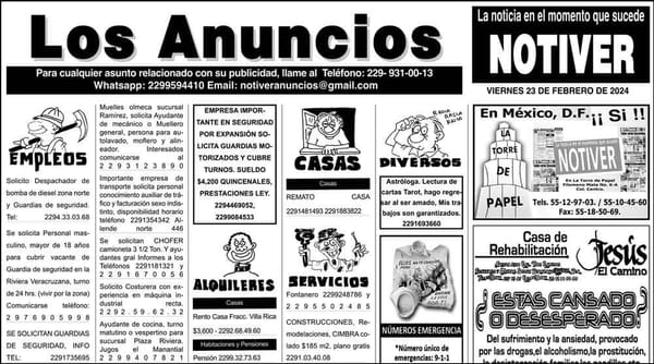 ...LOS ANUNCIOS, AVISOS Y DEMÁS! - VIERNES, 23 DE FEBRERO 2024