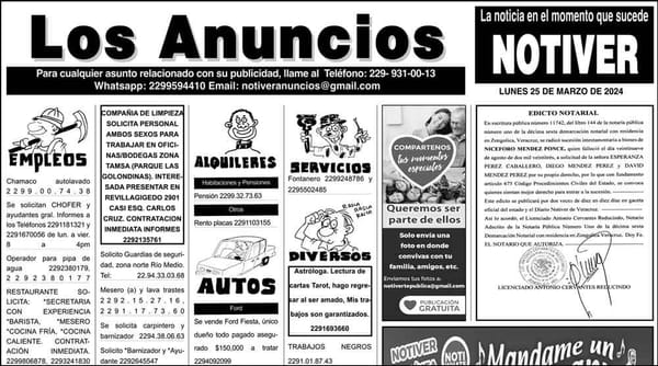 ...LOS ANUNCIOS, AVISOS Y DEMÁS! - LUNES, 25 DE MARZO 2024