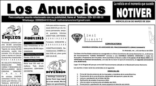 ...LOS ANUNCIOS, AVISOS Y DEMÁS! - MIÉRCOLES, 6 DE MARZO 2024