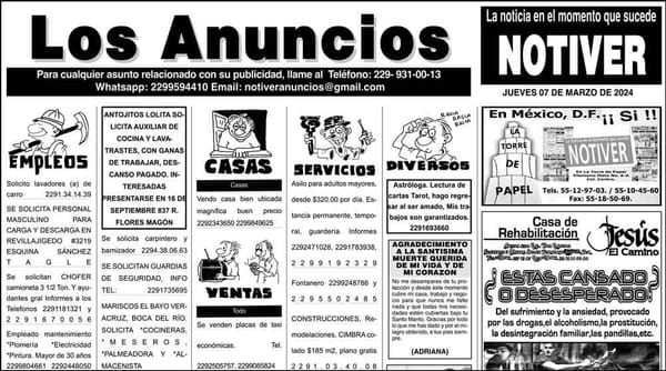 ...LOS ANUNCIOS, AVISOS Y DEMÁS! - JUEVES, 7 DE MARZO 2024