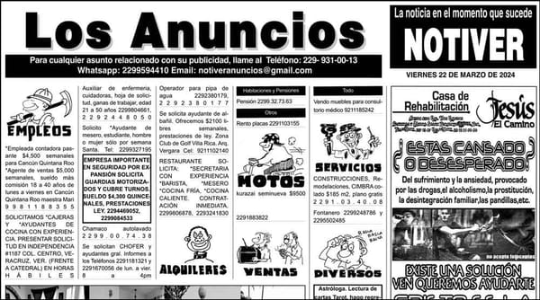 ...LOS ANUNCIOS, AVISOS Y DEMÁS! - VIERNES, 22 DE MARZO 2024