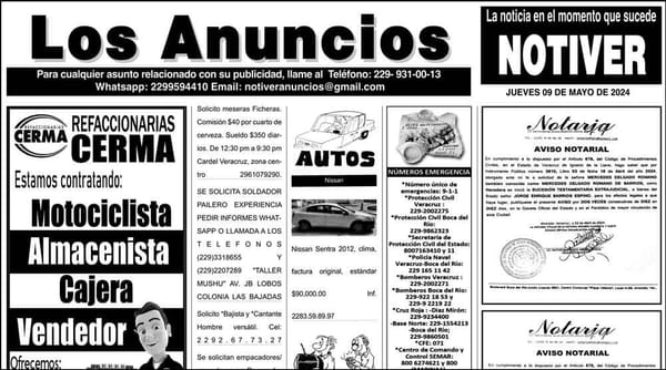 ...LOS ANUNCIOS, AVISOS Y DEMÁS! - JUEVES, 9 DE MAYO 2024