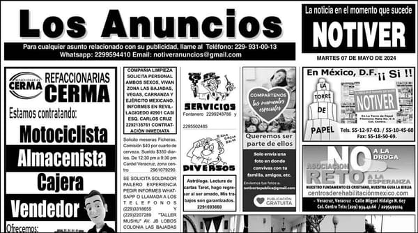 ...LOS ANUNCIOS, AVISOS Y DEMÁS! - MARTES, 7 DE MAYO 2024