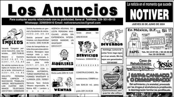 ...LOS ANUNCIOS, AVISOS Y DEMÁS! - JUEVES, 20 DE JUNIO 2024