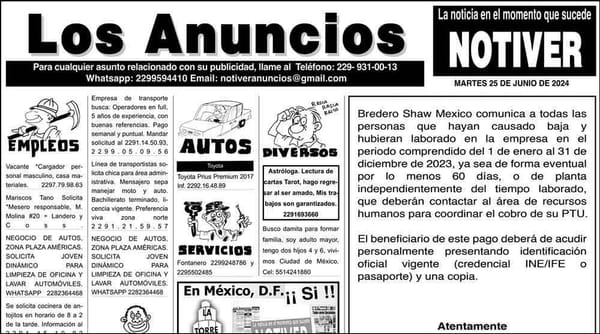 ...LOS ANUNCIOS, AVISOS Y DEMÁS! - MARTES, 25 DE JUNIO 2024