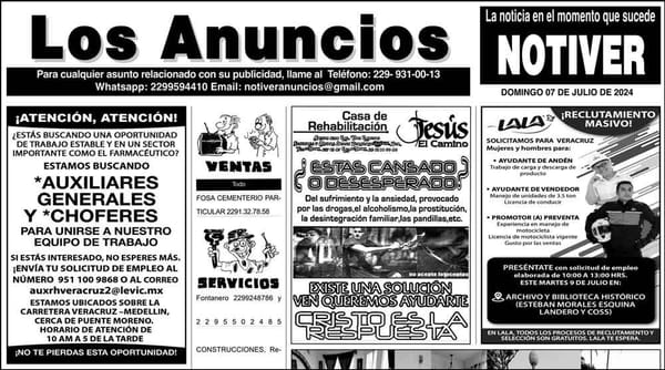 ...LOS ANUNCIOS, AVISOS Y DEMÁS! - DOMINGO, 7 DE JULIO 2024