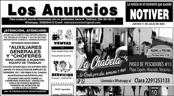 ...LOS ANUNCIOS, AVISOS Y DEMÁS! - JUEVES, 11 DE JULIO 2024