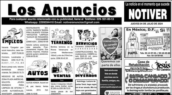 ...LOS ANUNCIOS, AVISOS Y DEMÁS! - JUEVES, 4 DE JULIO 2024
