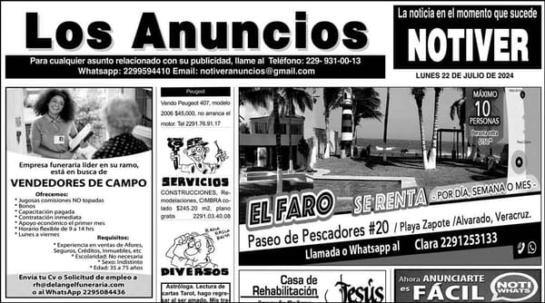 ...LOS ANUNCIOS, AVISOS Y DEMÁS! - LUNES, 22 DE JULIO 2024