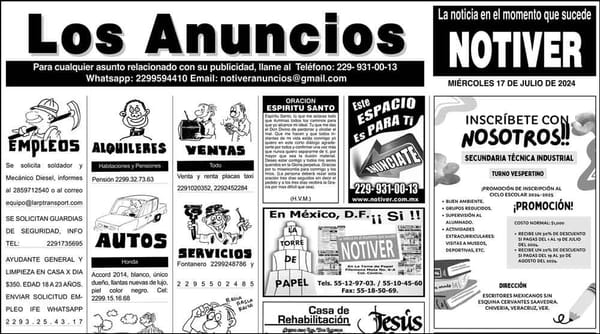 ...LOS ANUNCIOS, AVISOS Y DEMÁS! - MIÉRCOLES, 17 DE JULIO 2024