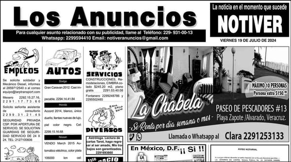 ...LOS ANUNCIOS, AVISOS Y DEMÁS! - VIERNES, 19 DE JULIO 2024