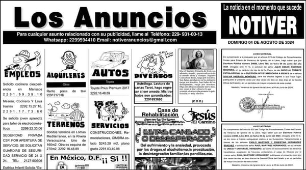 ...LOS ANUNCIOS, AVISOS Y DEMÁS! - DOMINGO, 4 DE AGOSTO 2024