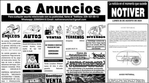 ...LOS ANUNCIOS, AVISOS Y DEMÁS! - LUNES, 26 DE AGOSTO 2024