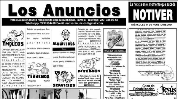 ...LOS ANUNCIOS, AVISOS Y DEMÁS! - MIÉRCOLES, 14 DE AGOSTO 2024