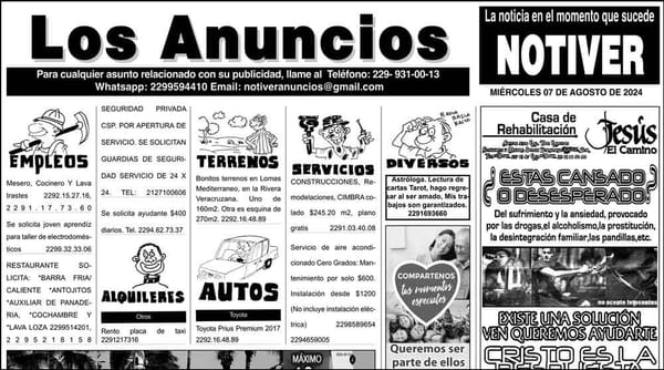 ...LOS ANUNCIOS, AVISOS Y DEMÁS! - MIÉRCOLES, 7 DE AGOSTO 2024