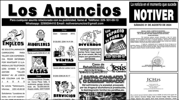 ...LOS ANUNCIOS, AVISOS Y DEMÁS! - SÁBADO, 31 DE AGOSTO 2024