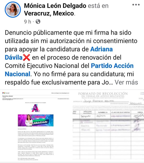 ¡CLONAN FIRMA DE PANISTA! - *“Yo no firmé para su candidatura”