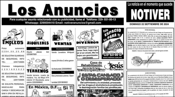 ...LOS ANUNCIOS, AVISOS Y DEMÁS! - DOMINGO, 22 DE SEPTIEMBRE 2024