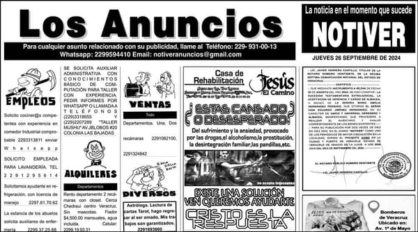 ...LOS ANUNCIOS, AVISOS Y DEMÁS! - JUEVES, 26 DE SEPTIEMBRE 2024