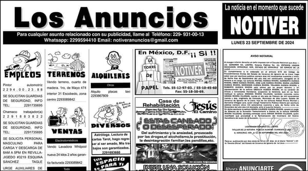 ...LOS ANUNCIOS, AVISOS Y DEMÁS! - LUNES, 23 DE SEPTIEMBRE 2024