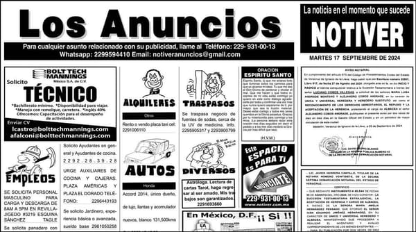 ...LOS ANUNCIOS, AVISOS Y DEMÁS! - MARTES, 17 DE SEPTIEMBRE 2024