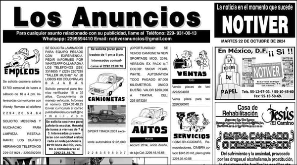 ...LOS ANUNCIOS, AVISOS Y DEMÁS! - MARTES, 22 DE OCTUBRE 2024