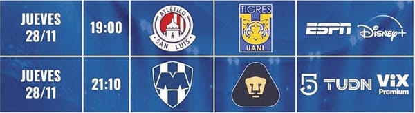 ¡SAN LUIS RECIBE A TIGRES Y RAYADOS A PUMAS EN LA LIGUILLA!