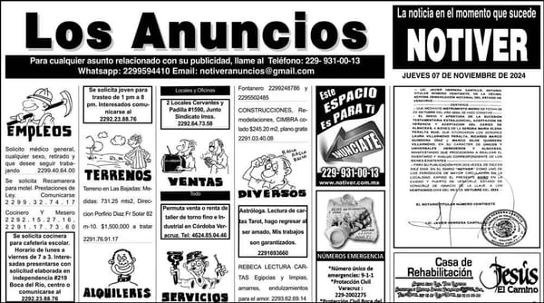 ...LOS ANUNCIOS, AVISOS Y DEMÁS! - JUEVES, 7 DE NOVIEMBRE 2024