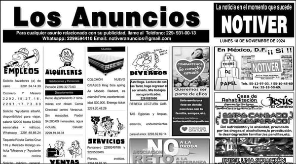 ...LOS ANUNCIOS, AVISOS Y DEMÁS! - LUNES, 18 DE NOVIEMBRE 2024