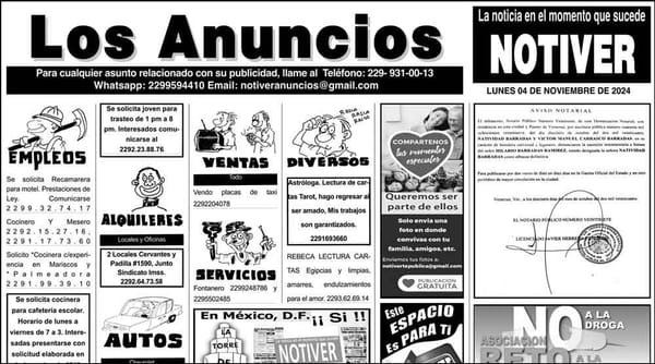 ...LOS ANUNCIOS, AVISOS Y DEMÁS! - LUNES, 4 DE NOVIEMBRE 2024