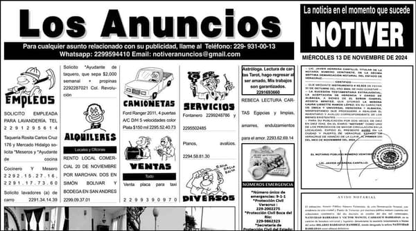 ...LOS ANUNCIOS, AVISOS Y DEMÁS! - MIÉRCOLES, 13 DE NOVIEMBRE 2024