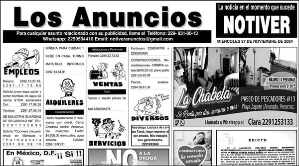 ...LOS ANUNCIOS, AVISOS Y DEMÁS! - MIÉRCOLES, 27 DE NOVIEMBRE 2024